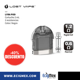 Cartucho para cigarro electrónico Lost Vape Lyra Pod con capacidad de 2 mL color negro