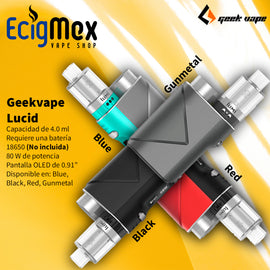 Kit Inicial GeekVape Lucid 80W varios colores compacto y poderoso