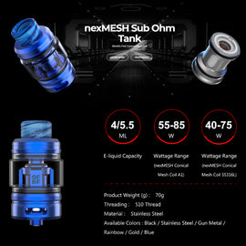 Atomizador OFRF NexMesh Sub Ohm Tank Tecnología Mesh Conical