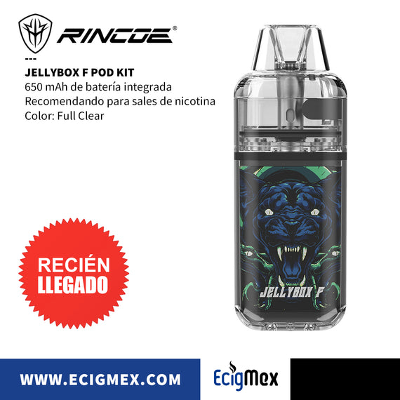 POD Rincoe Jellybox F Kit 650 mAh Capacidad 2 mL Diseño traslúcido y extravagante