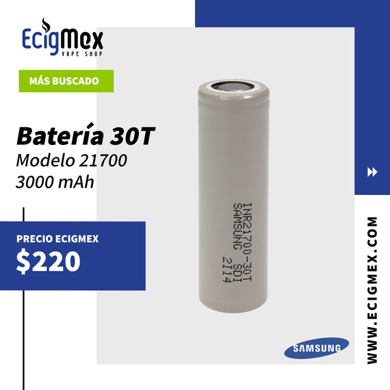 Batería para vapeador Samsung 21700 30T 3000 mAh color gris