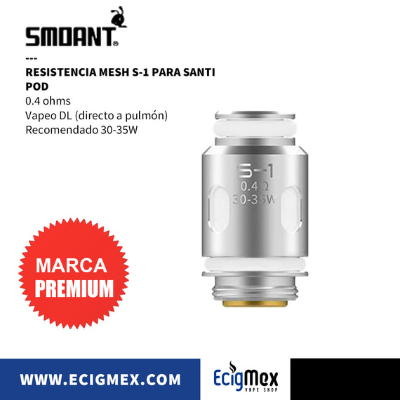 Resistencia para vaporizador Smoant SANTI Pod varias capacidades incluye RBA