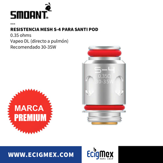 Resistencia para vaporizador Smoant SANTI Pod varias capacidades incluye RBA