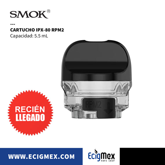 Cartucho Smok IPX-80 con dos opciones RPM y RPM2 Capacidad 5.5 mL