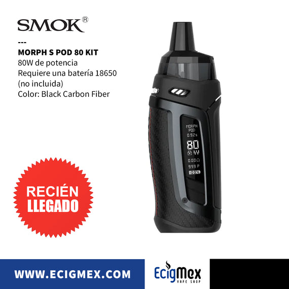 POD Inicial Smok Morph S 80 Incluye Cartucho y Coils LP2 Hasta 80W de potencia Requiere una batería 18650
