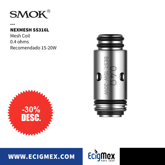 Resistencia Smok y OFRF NexMESH Coil 0.4 ohms Mesh y DC-MTL Coil