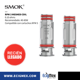 Resistencia para Vaporizador Smok Serie RPM 3 Meshed Coil Diversas capacidades Compatible con Cartucho RPM 5