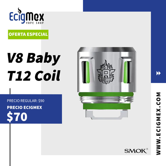 Resistencia para vaporizador Smok Serie V8 Baby T12 Light Coil Compatible con Smok TFV8 y TFV12 Tanks y Vaporesso Sky Solo y Plus