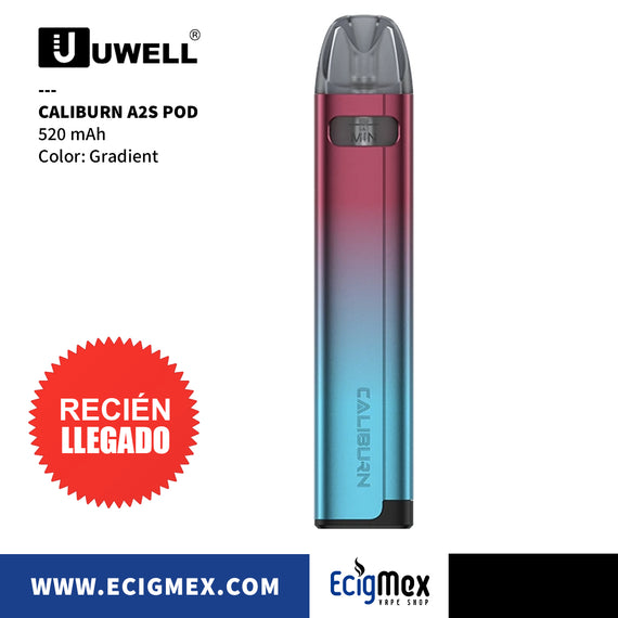 POD Uwell Caliburn A2S 520 mAh Cartucho traslúcido Recomendado para sales de nicotina y Tecnología Pro-Focs