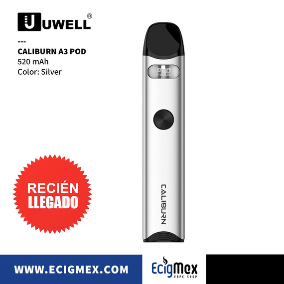 POD Uwell Caliburn A3 520 mAh Pro-Focs Tech Conexión Magnética Ventana más amplia Recomendado para Nic Salts