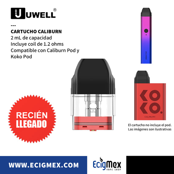 Cartucho para cigarro electrónico Uwell Caliburn con capacidad de 2 mL Incluye Coil