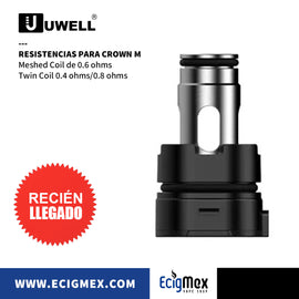 Resistencias para POD Uwell Crown M Twin Coil Meshed-H Coil 0.8/0.4 y 0.6 ohms Vapeo MTL/ DTL y RDL
