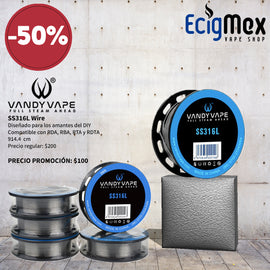 Alambre Vandy Vape SS316L Wire para RDA RBA RTA 1.07 ohms/ft