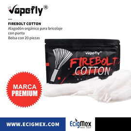 Mechas de algodón VapeFly Firebolt Cotton 20 piezas 100% libres de sabor