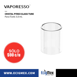Cristal Pyrex Glass Tube para Atomizador Vaporesso iTank de 5 y 8 mL de capacidad
