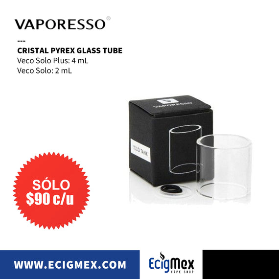 Cristal Pyrex Glass Tube para cigarro electrónico Vaporesso Veco Solo y Veco Solo PLUS