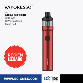 POD Inicial Vaporesso GTX GO 80 3000 mAh 80W de Potencia Cartucho Magnético 5 mL Estilo Pluma Estético