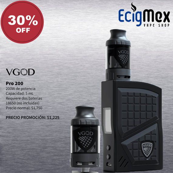 Kit Inicial VGOD Pro 200 Full 200 W color negro con pantalla a color