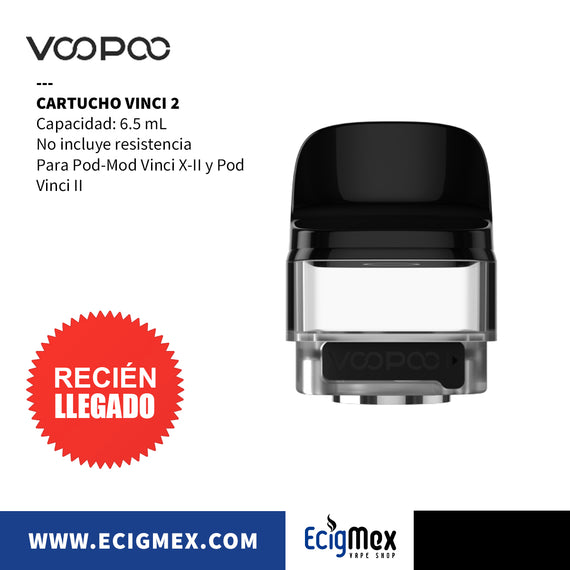Cartucho Voopoo Vinci II Capacidad 6.5 ml para POD-MOD Vinci X-II y Vinci II color negro traslucido