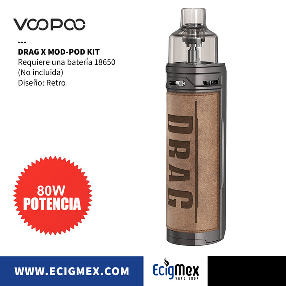 Kit Inicial POD MOD Voopoo Drag X 80 W varios colores diseño en piel
