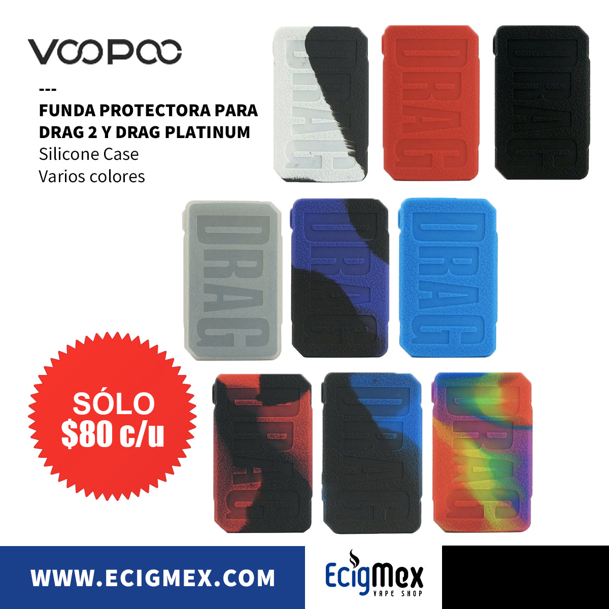 Funda protectora Voopoo para Drag 2 y Drag Platinum hecha en silicon –  EcigMex