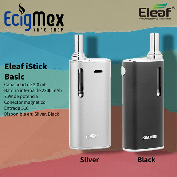 Kit Inicial Eleaf iStick Basic 2300 mAh plata y negro con aspecto moderno